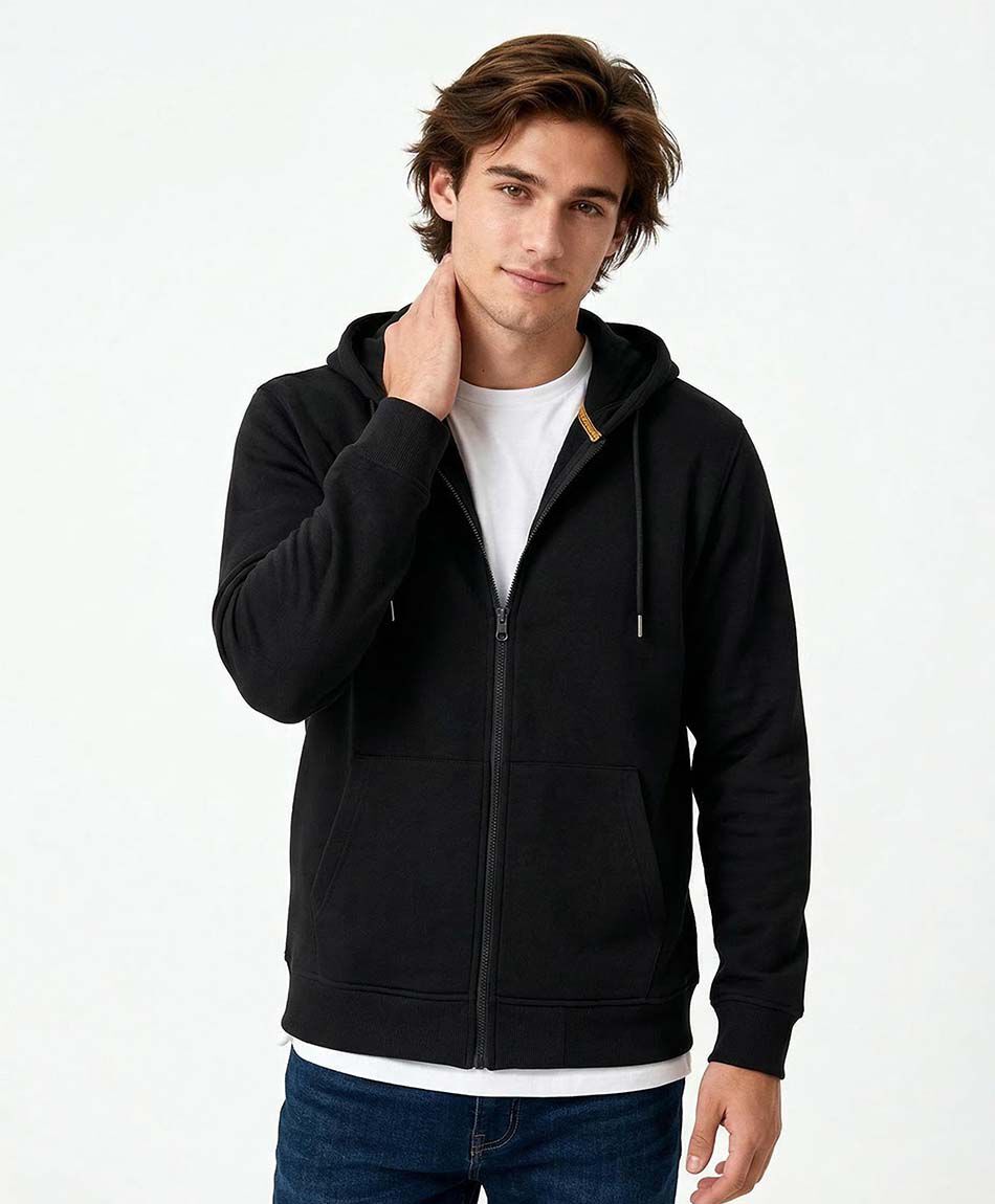 Poler&oacute;n hombre urbano con cierre burdeo