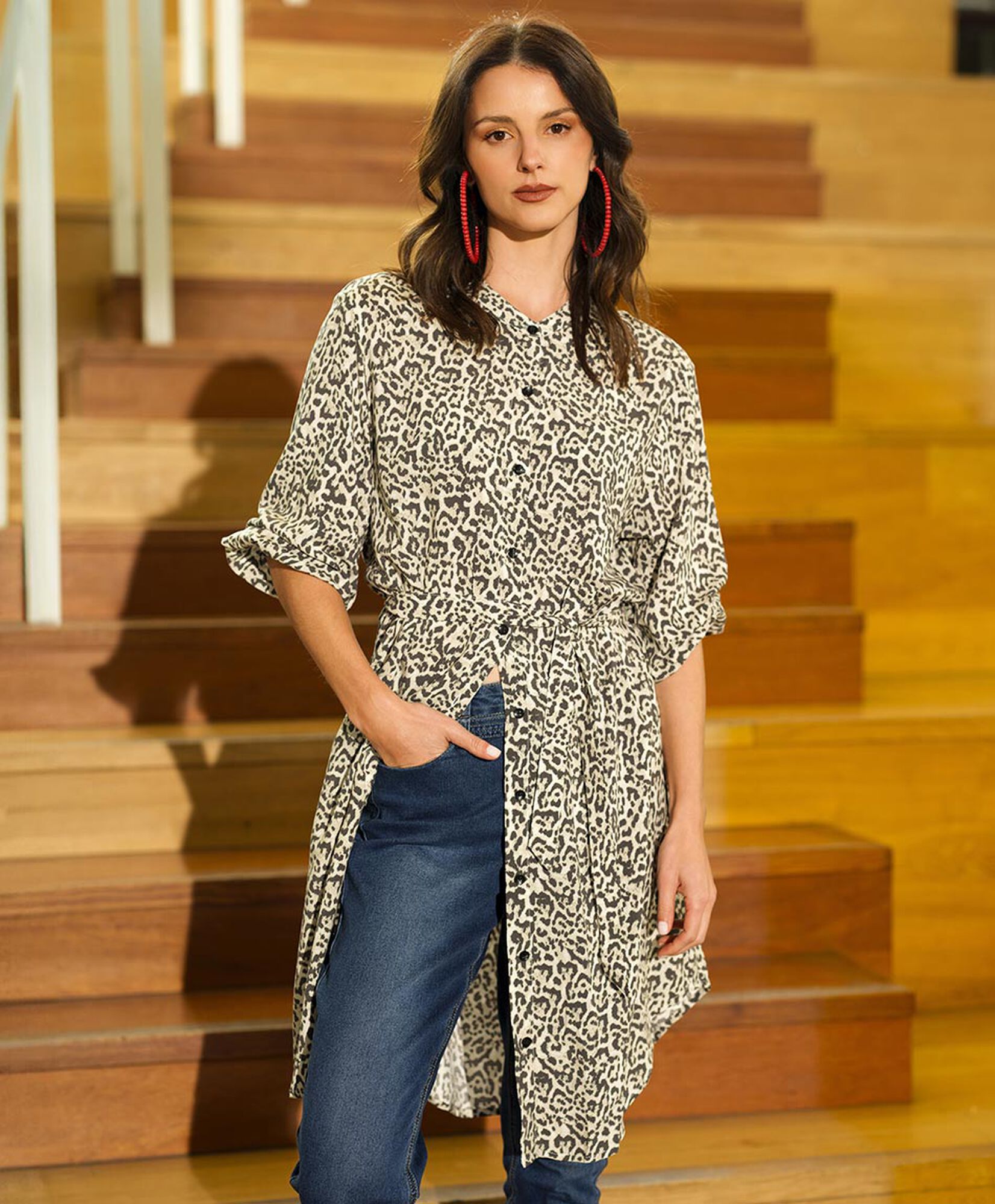 Blusón mujer animal print leopardo lazo Blusón mujer animal print leopardo lazo