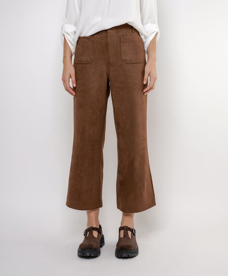 Pantal&oacute;n mujer color caf&eacute; recto