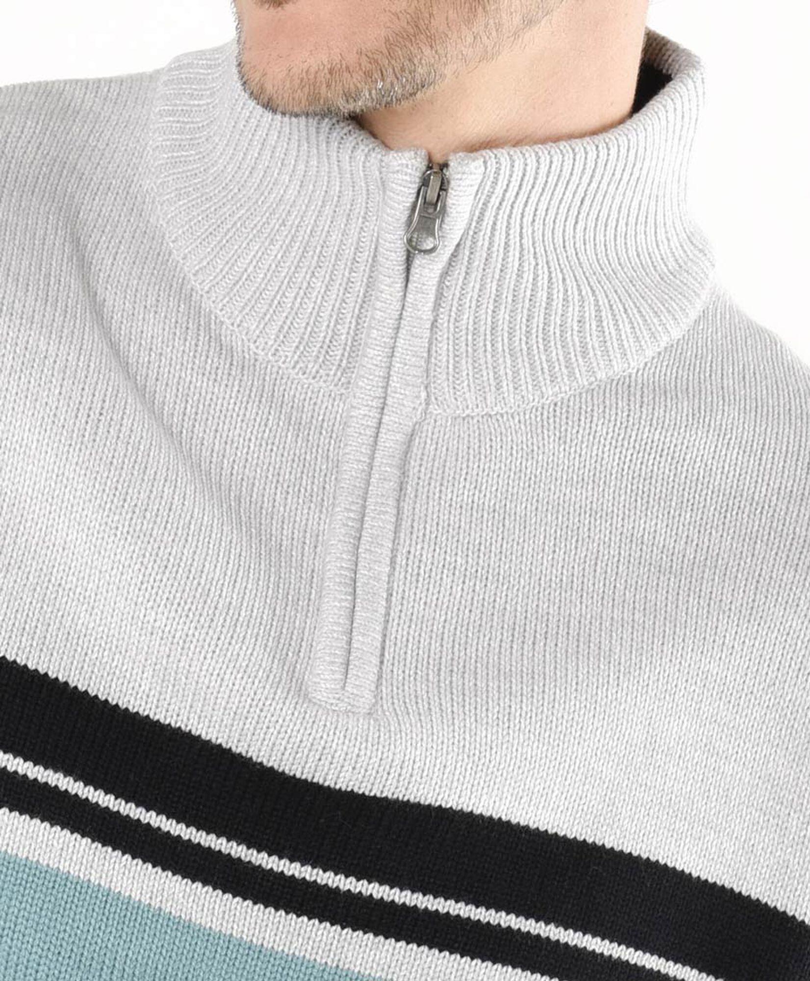 Sweater hombre líneas tricolor gris Sweater hombre líneas tricolor gris