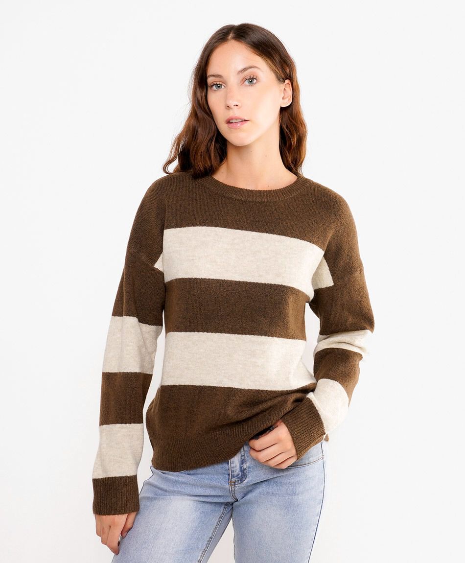 Sweater mujer bicolor brown