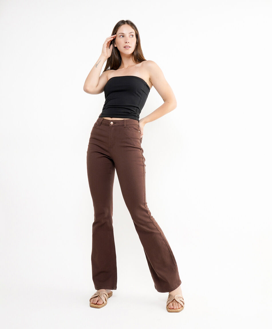 Jeans mujer chocolate flare