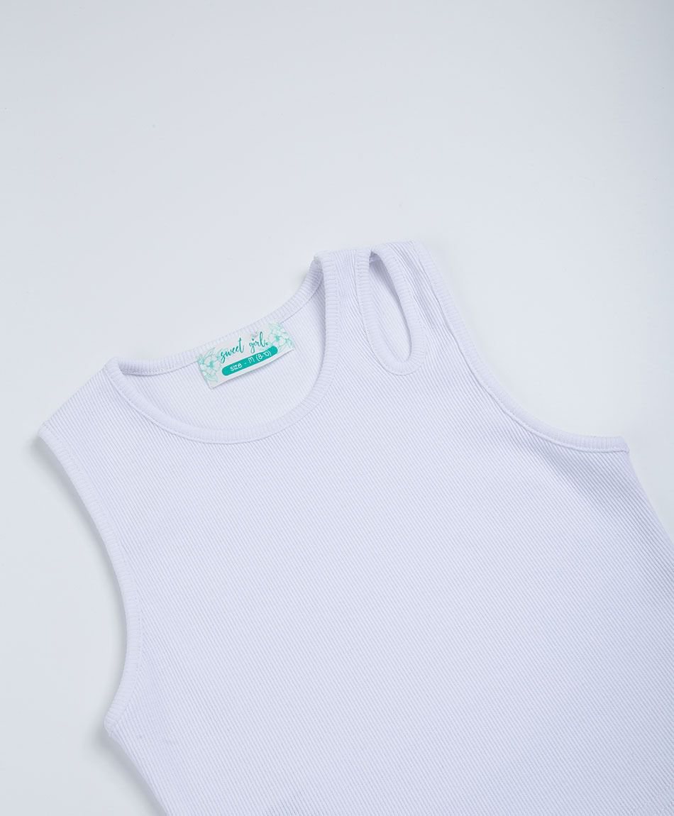 Polera ni&ntilde;a cut out blanca