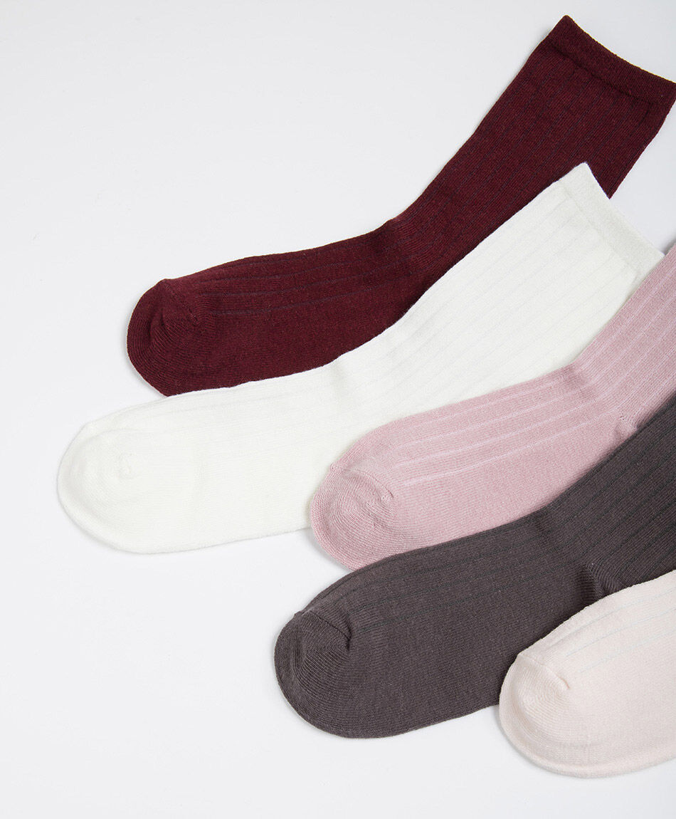 Pack 5 calcetines mujer acanalados