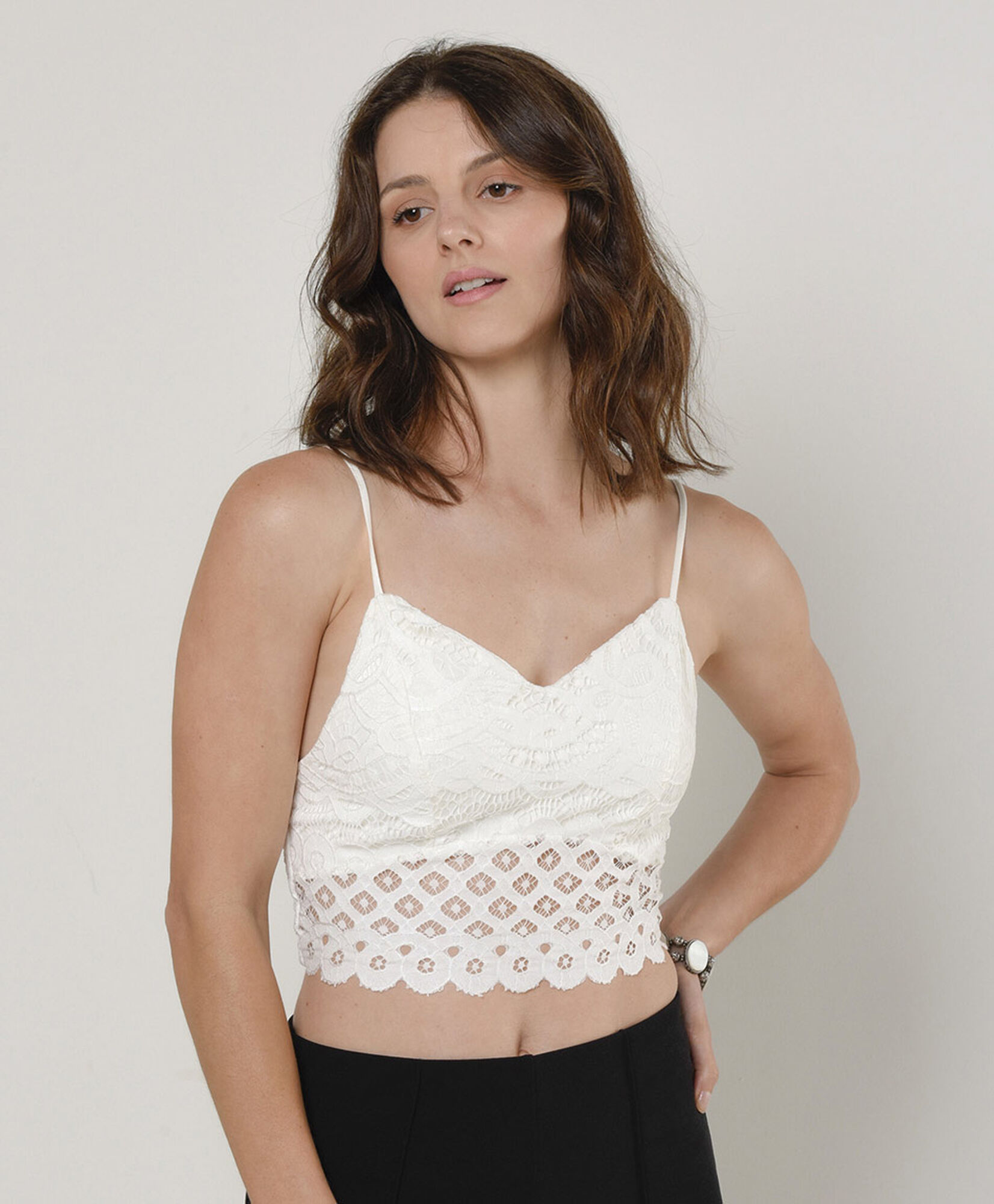 Polera mujer encaje bustier blanco Polera mujer encaje bustier blanco