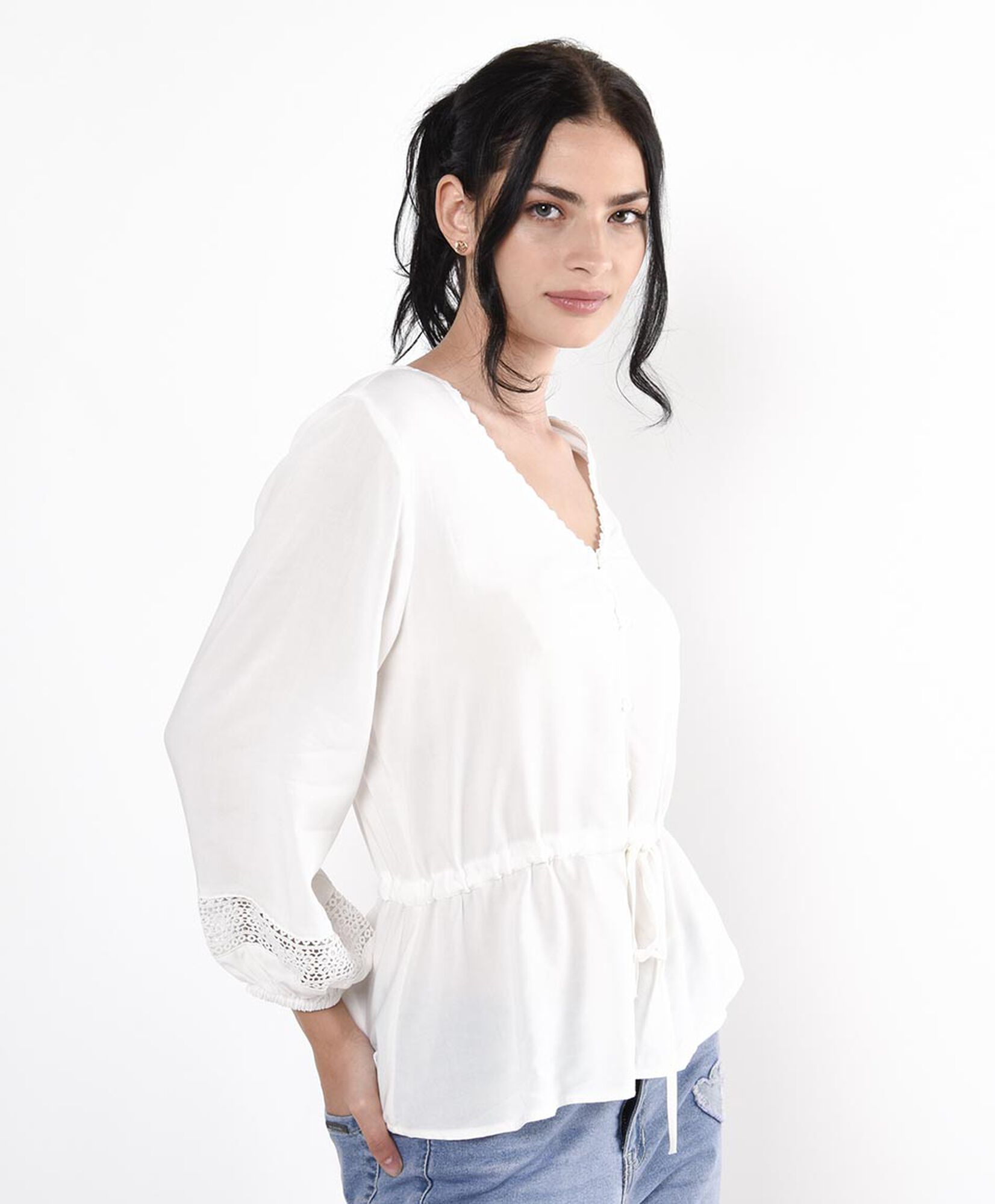 Blusa mujer encajes lazo Blusa mujer encajes lazo