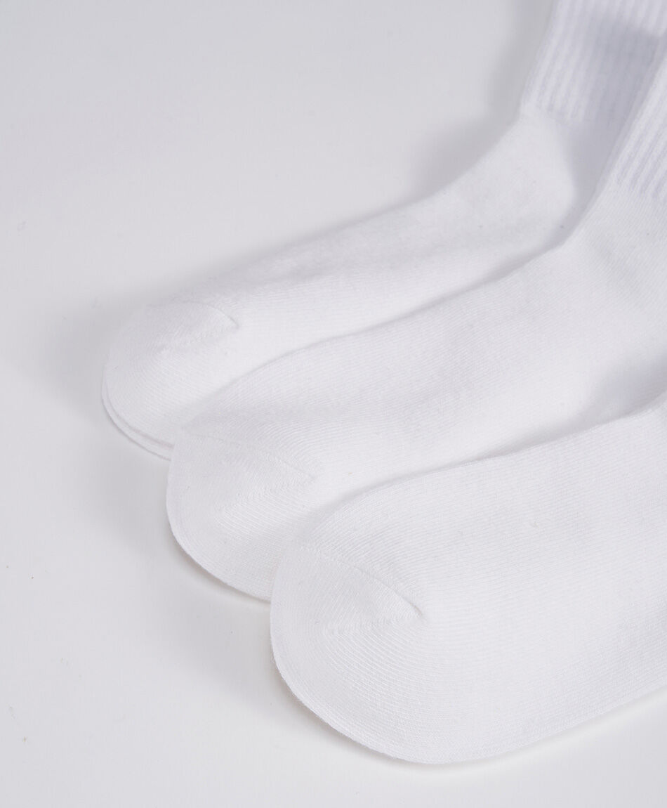 Pack 3 calcetines mujer acanalados blancos