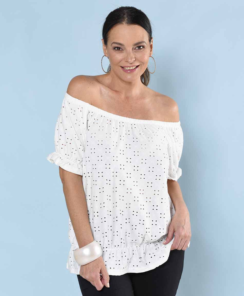 Polera manga al codo cuello off shoulder