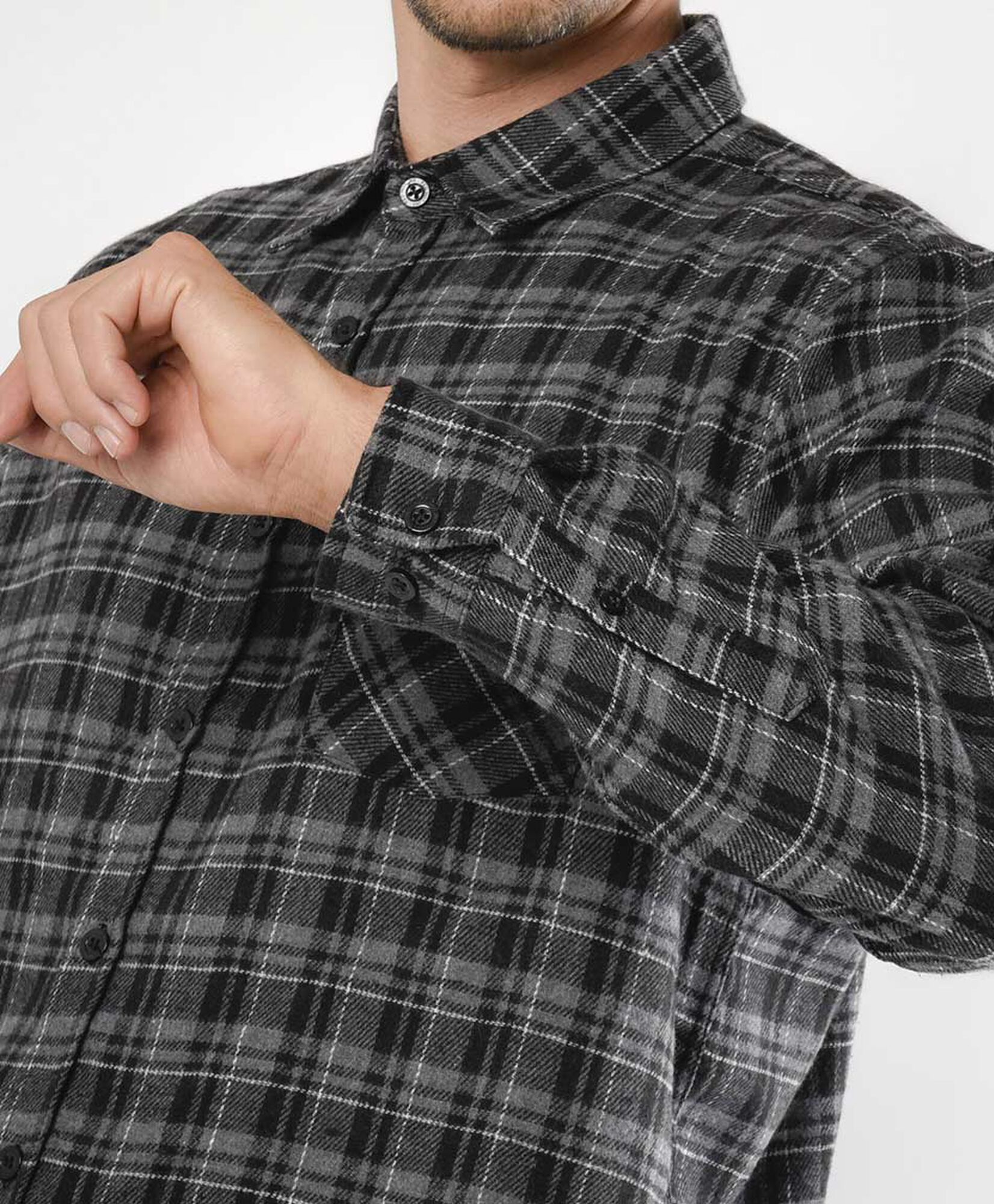 Camisa hombre franela cuadrille gris Camisa hombre franela cuadrille gris