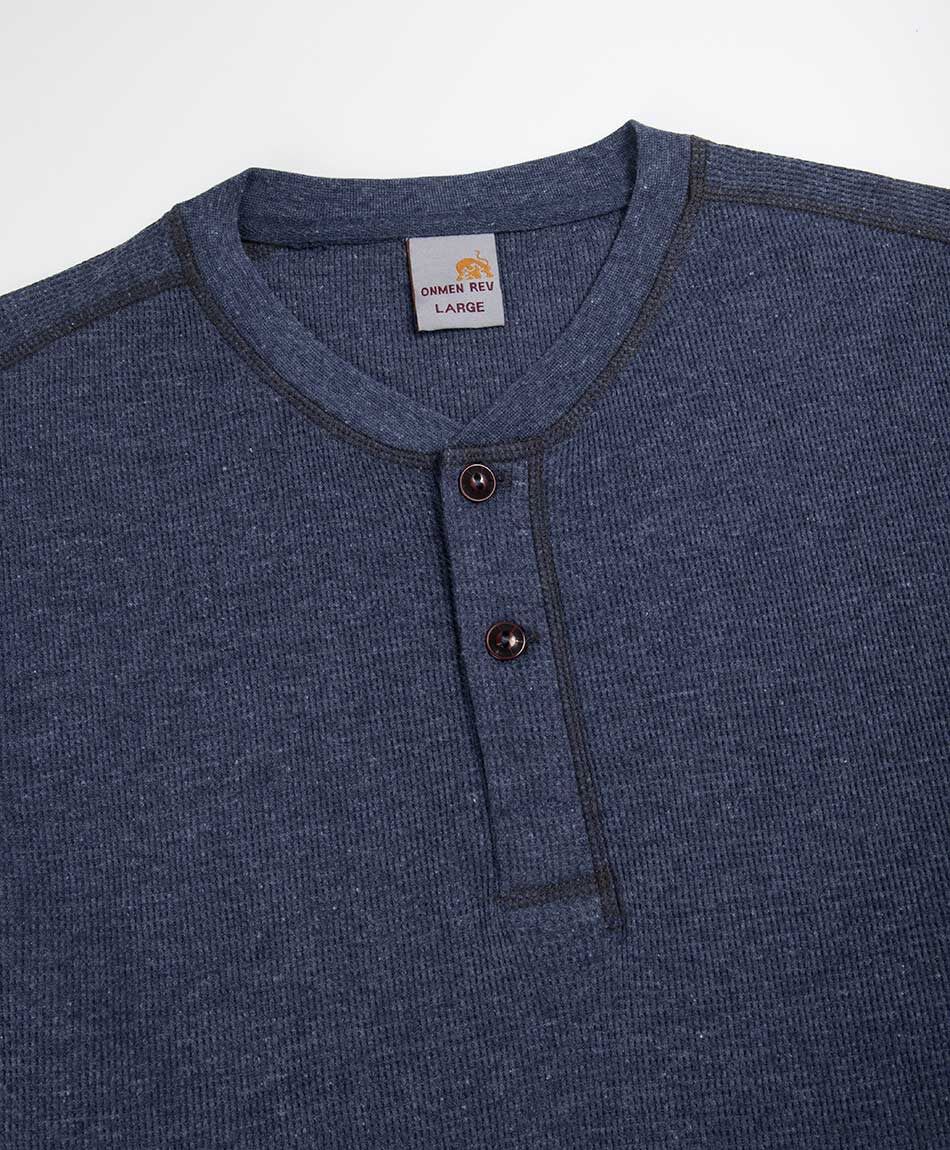 Polera hombre botones azul