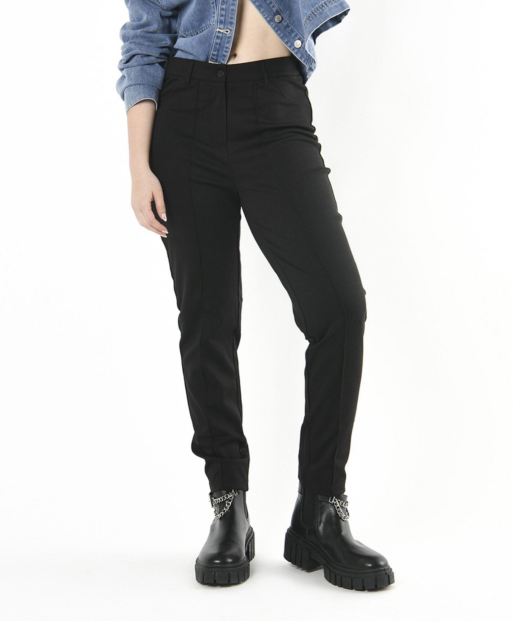 Pantalón mujer jersey skinny fit negro Pantalón mujer jersey skinny fit negro