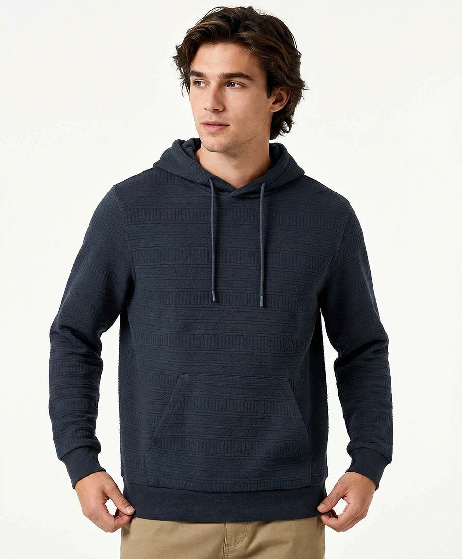 Poler&oacute;n hombre con capucha azul navy
