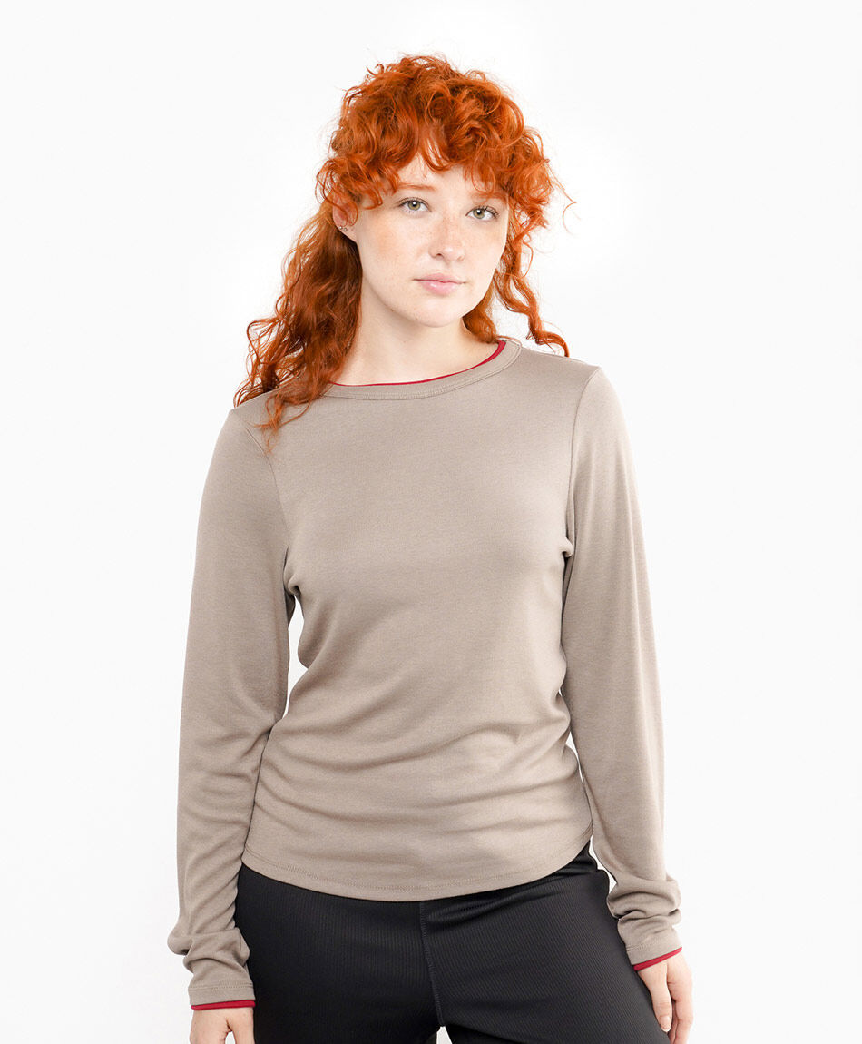 Polera mujer lisa b&aacute;sica beige