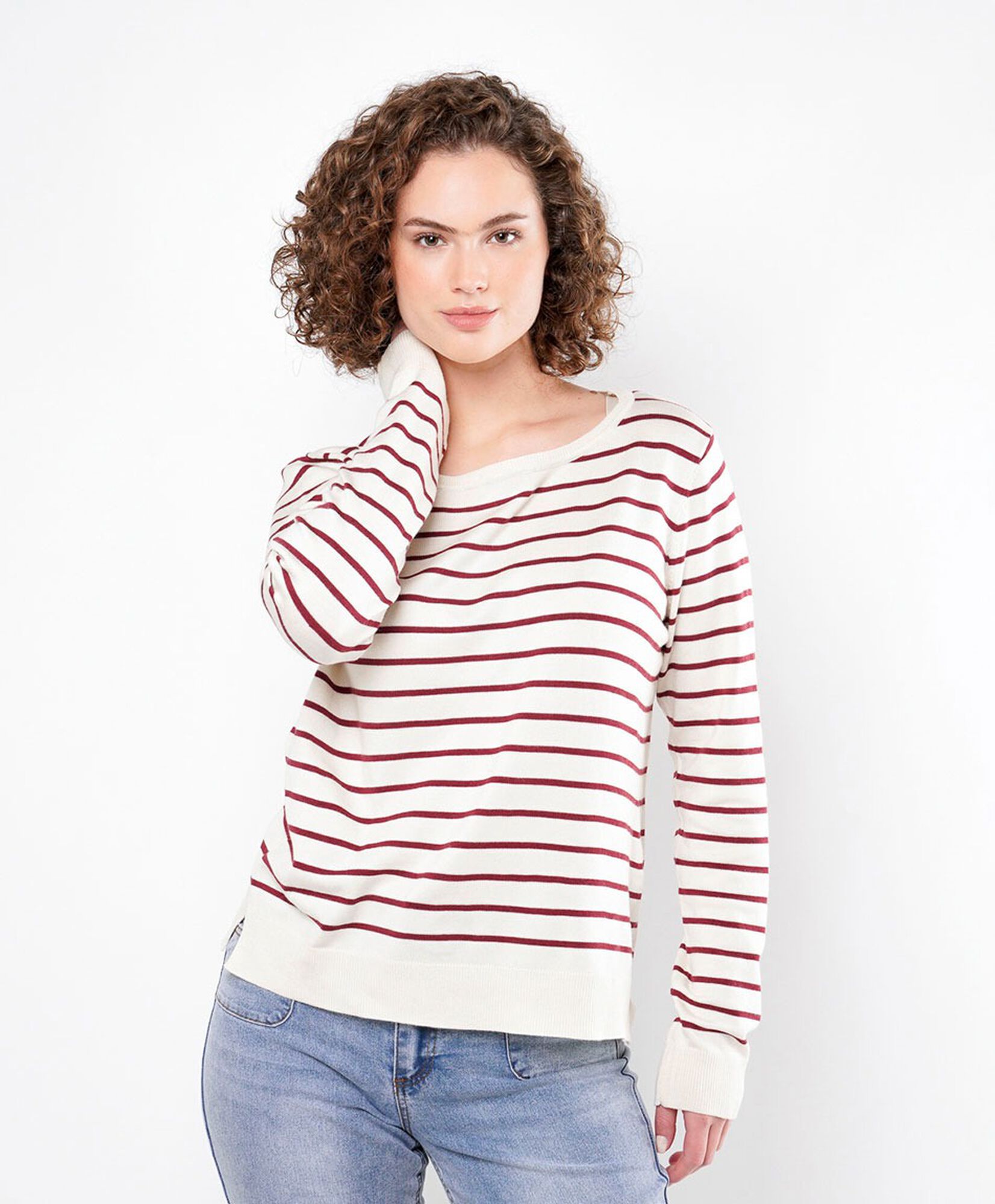 Sweater mujer líneas rojas Sweater mujer líneas rojas