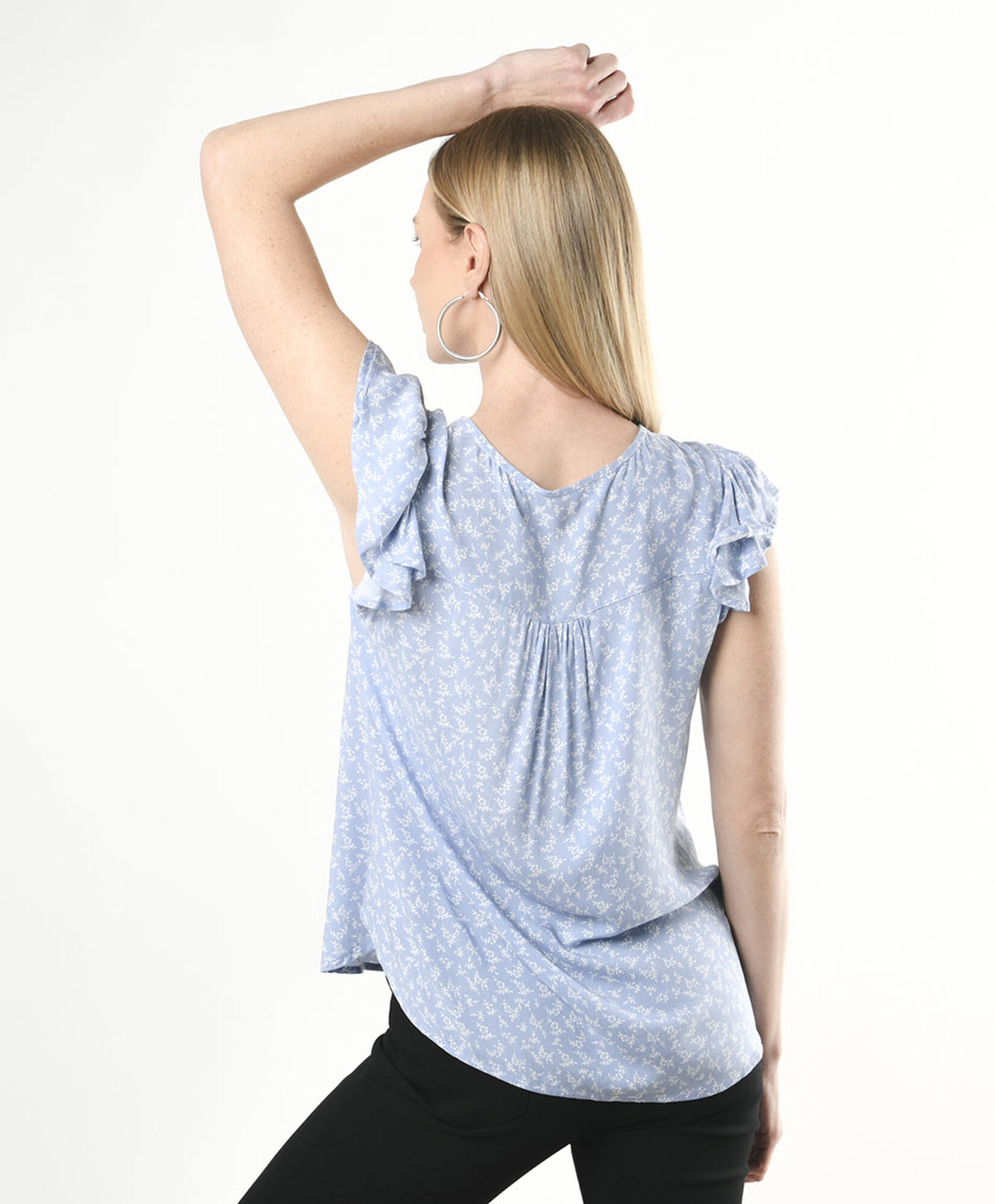 Blusa mujer manga vuelos estampada ramitas Blusa mujer manga vuelos estampada ramitas