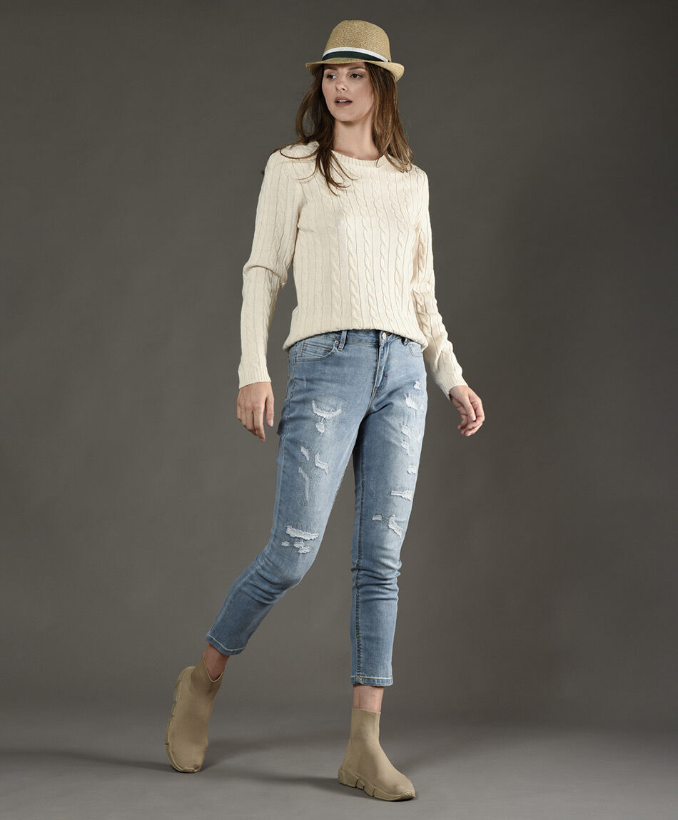 Jeans pitillo tiro alto