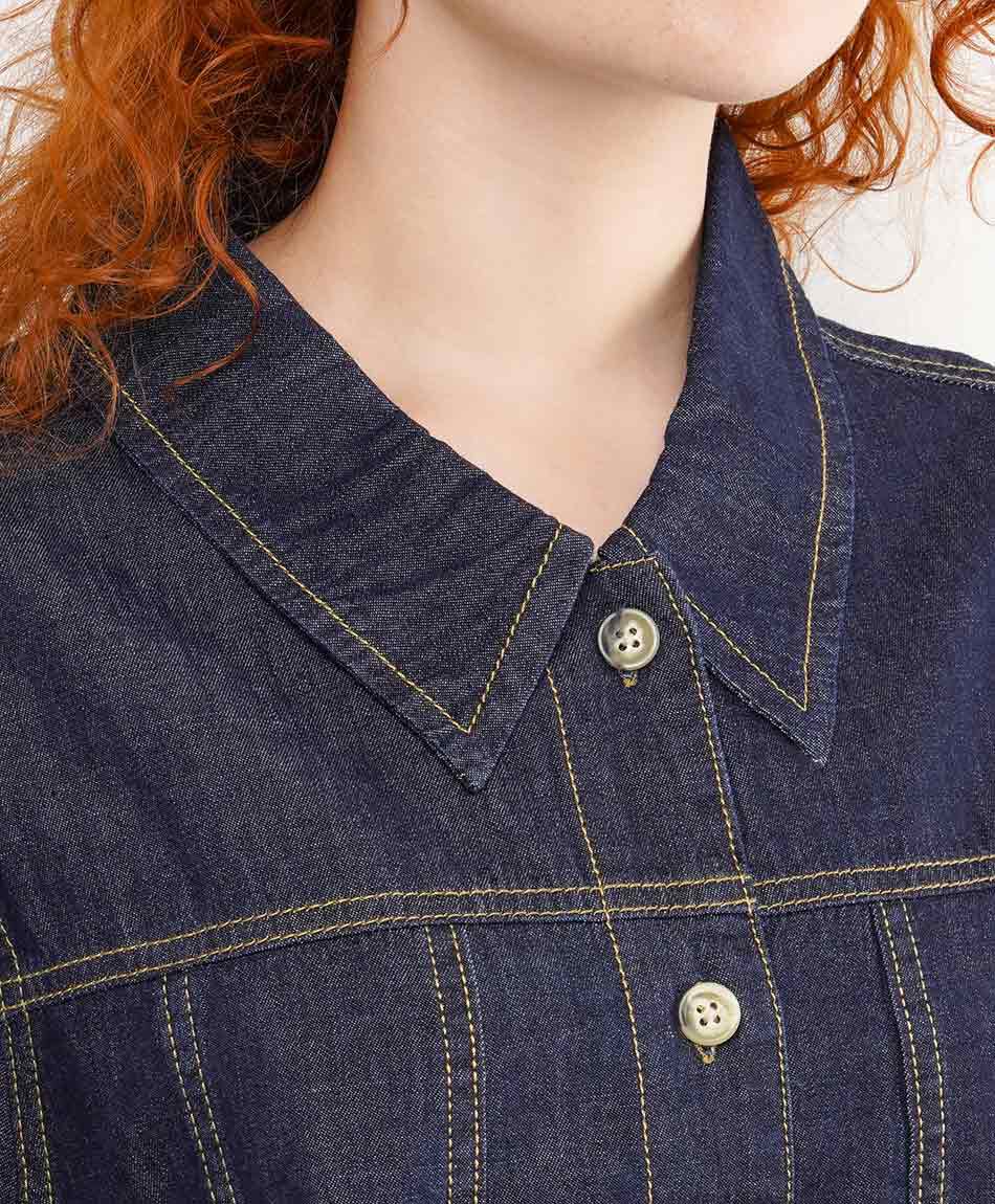 Blusa mujer denim manga corta