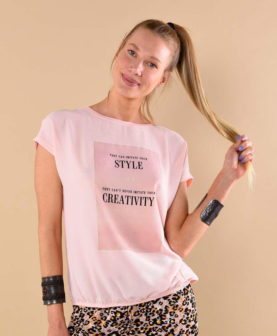 Polera manga corta cuello redondo