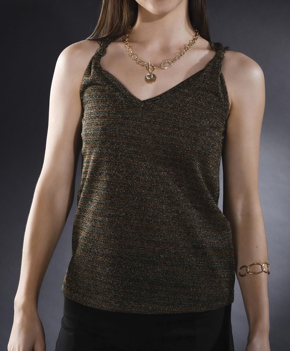 Polera sin mangas cuello en v