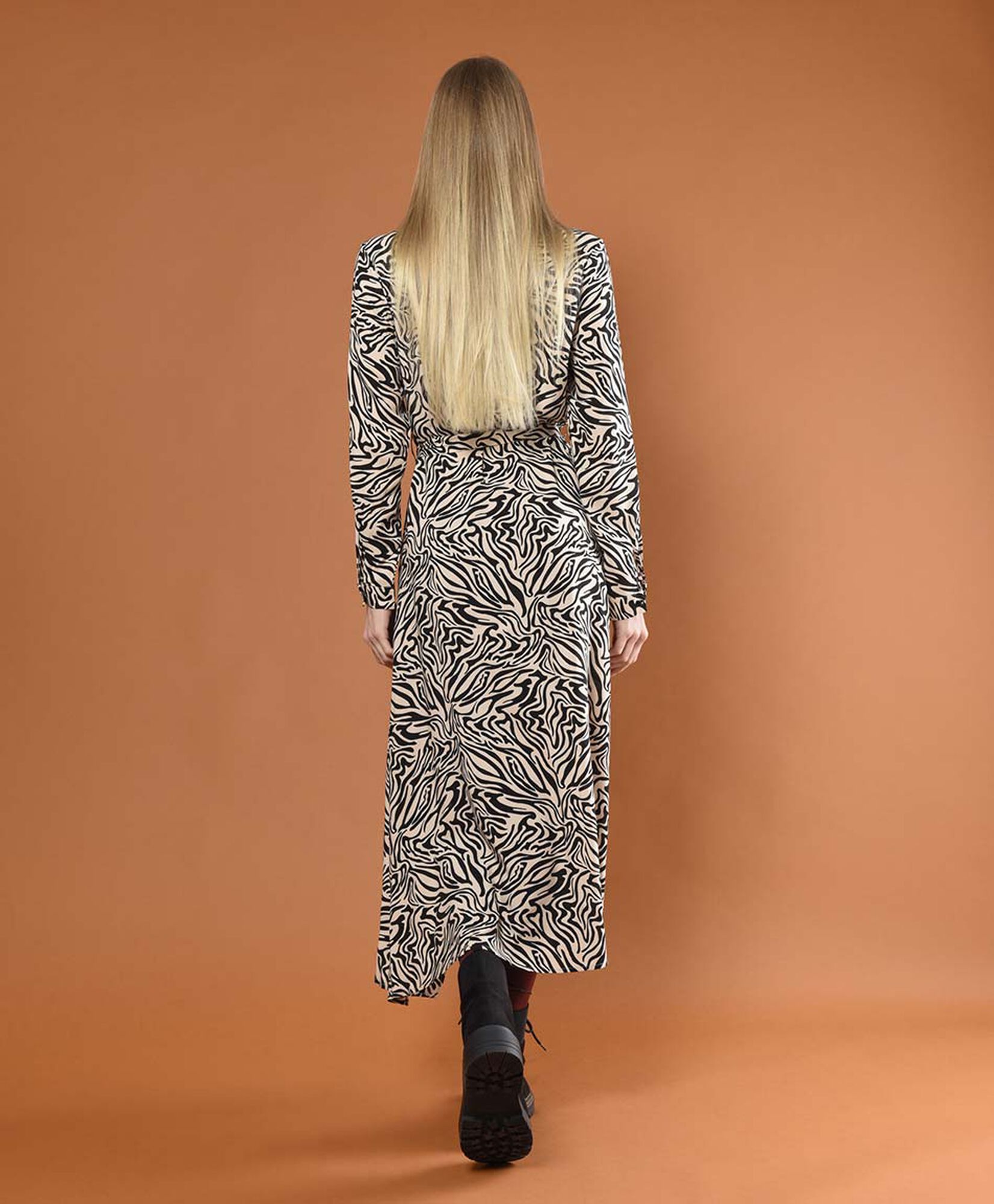 Vestido largo mujer abotonado animal print Vestido largo mujer abotonado animal print