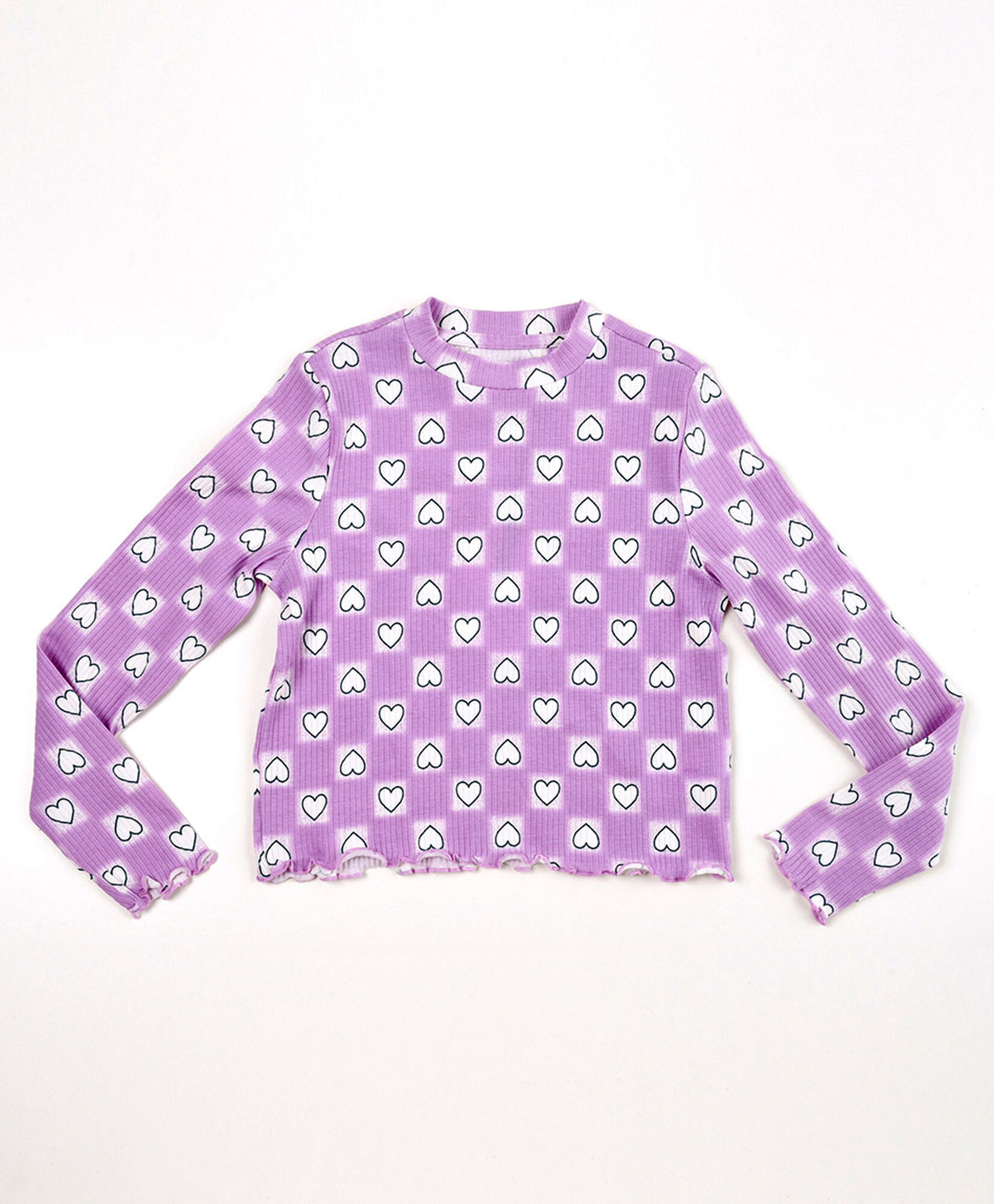 Polera niña cuadros corazones Polera niña cuadros corazones