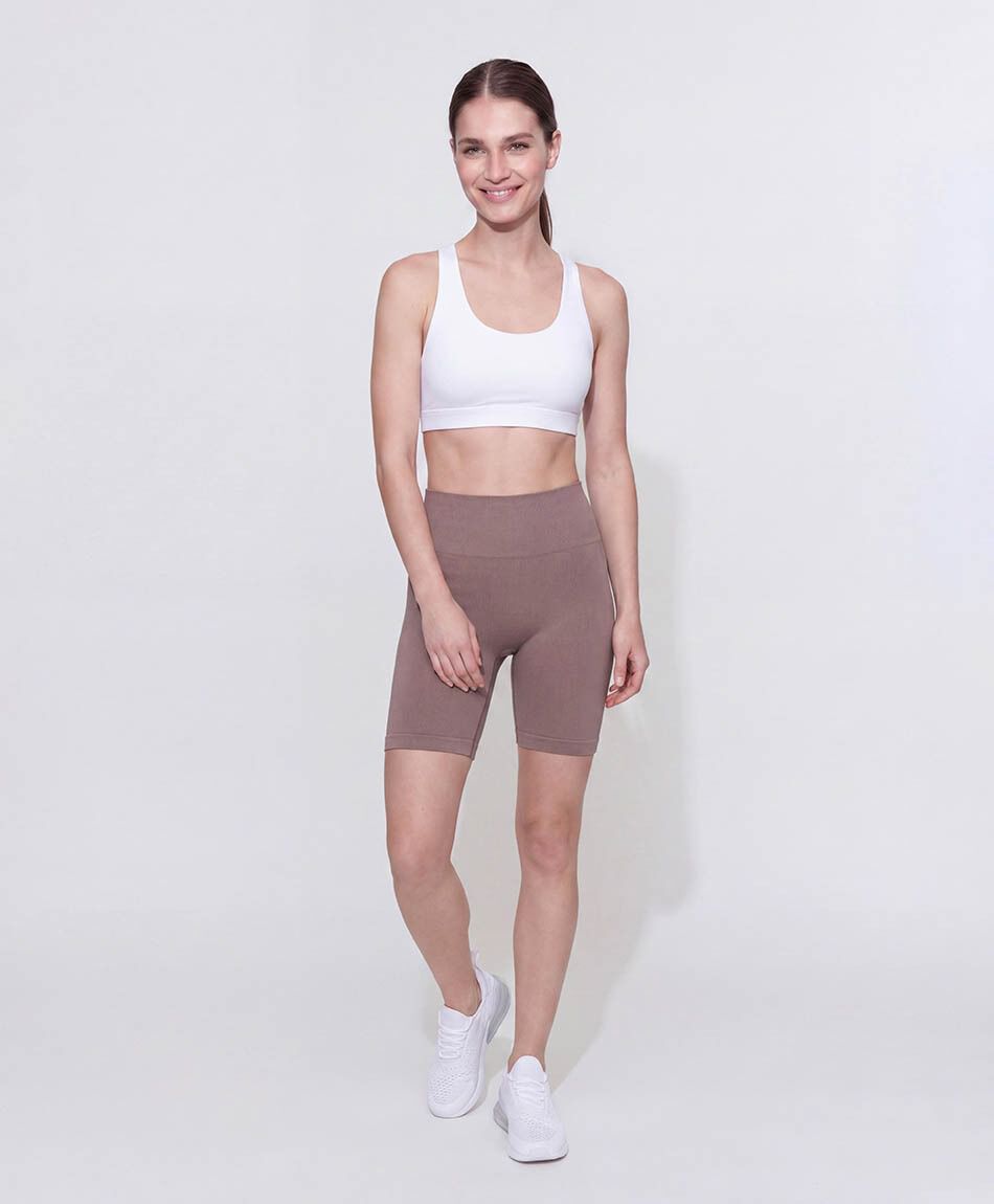 Short deportivo mujer caf&eacute; seamless
