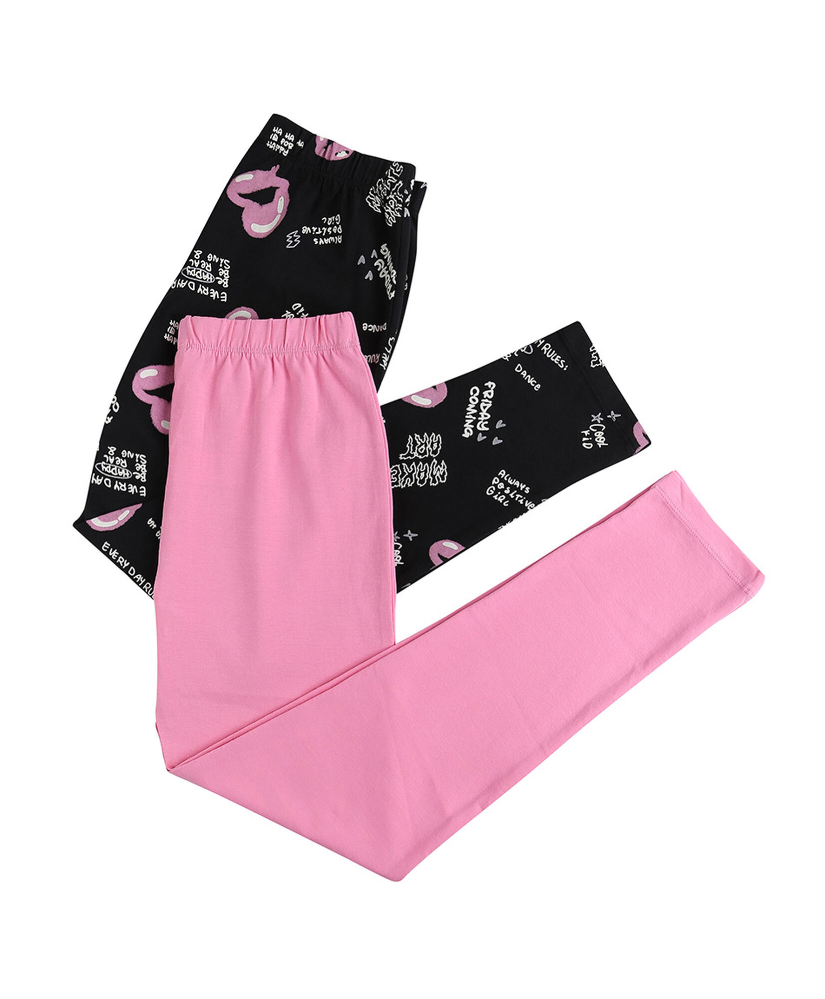 Pack 2 leggins niñas texto y rosado Pack 2 leggins niñas texto y rosado