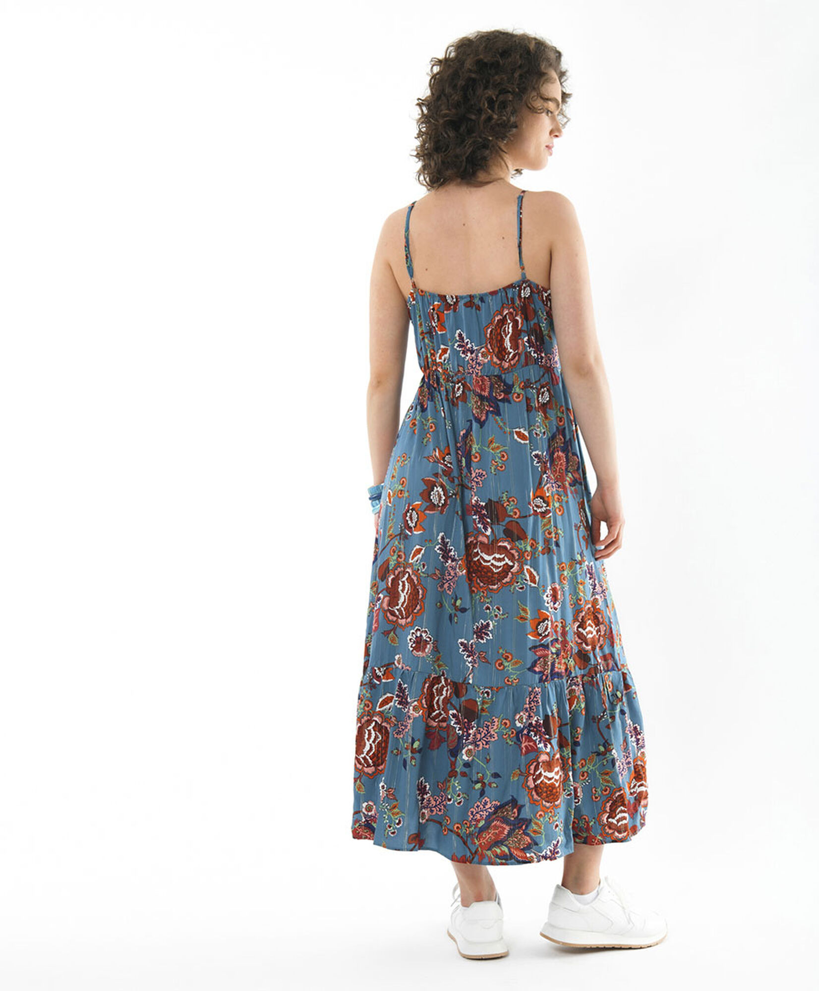 Vestido largo mujer floral hilos dorados Vestido largo mujer floral hilos dorados