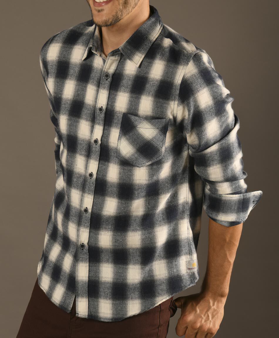 Camisa cuadros l&iacute;neas manga larga