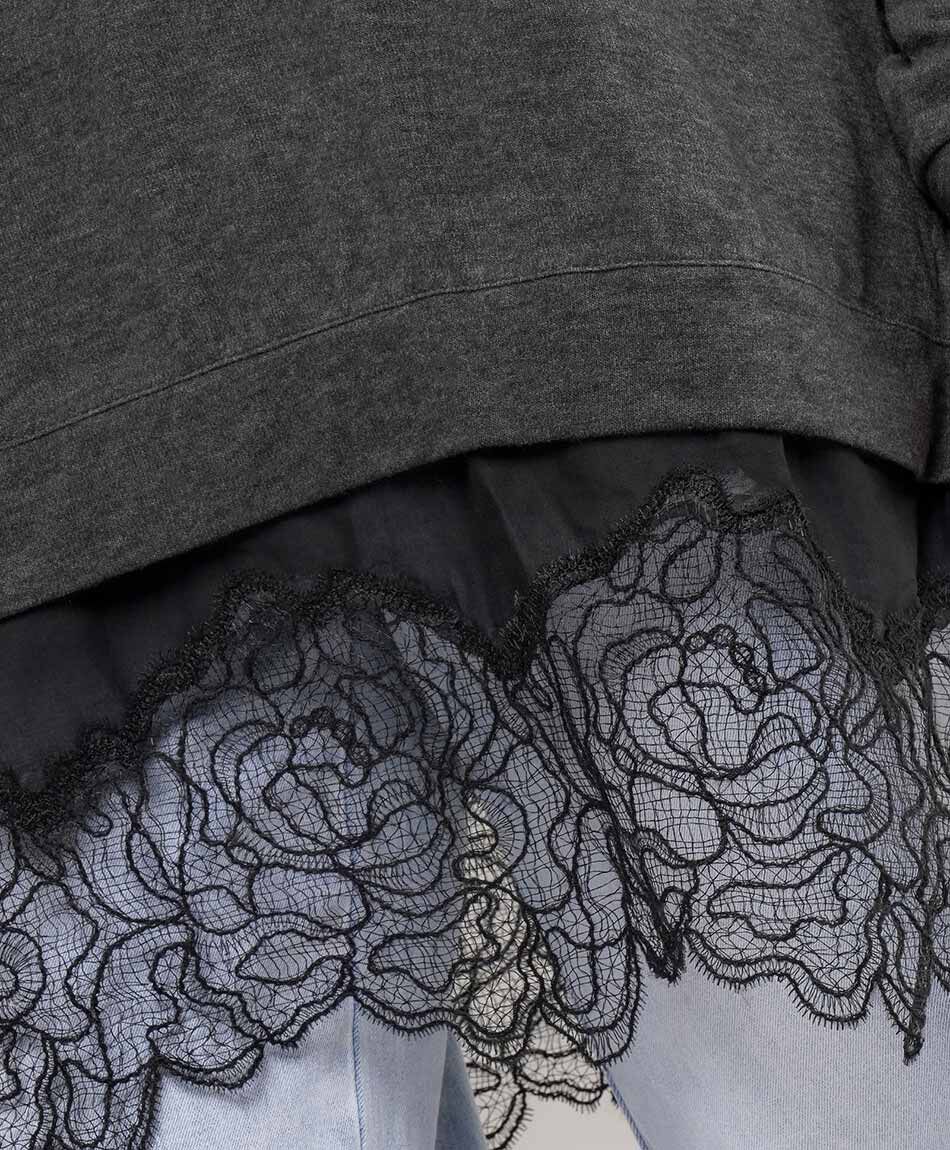 Sweater mujer basta encaje gris
