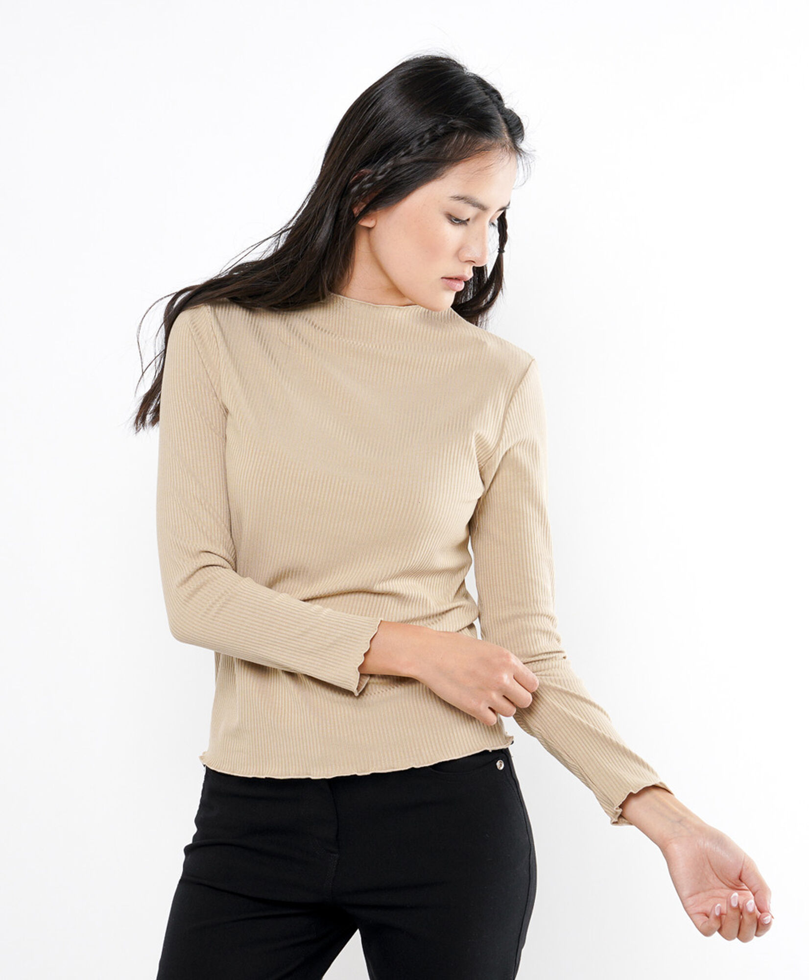 Polera mujer canalé mini cuello Polera mujer canalé mini cuello