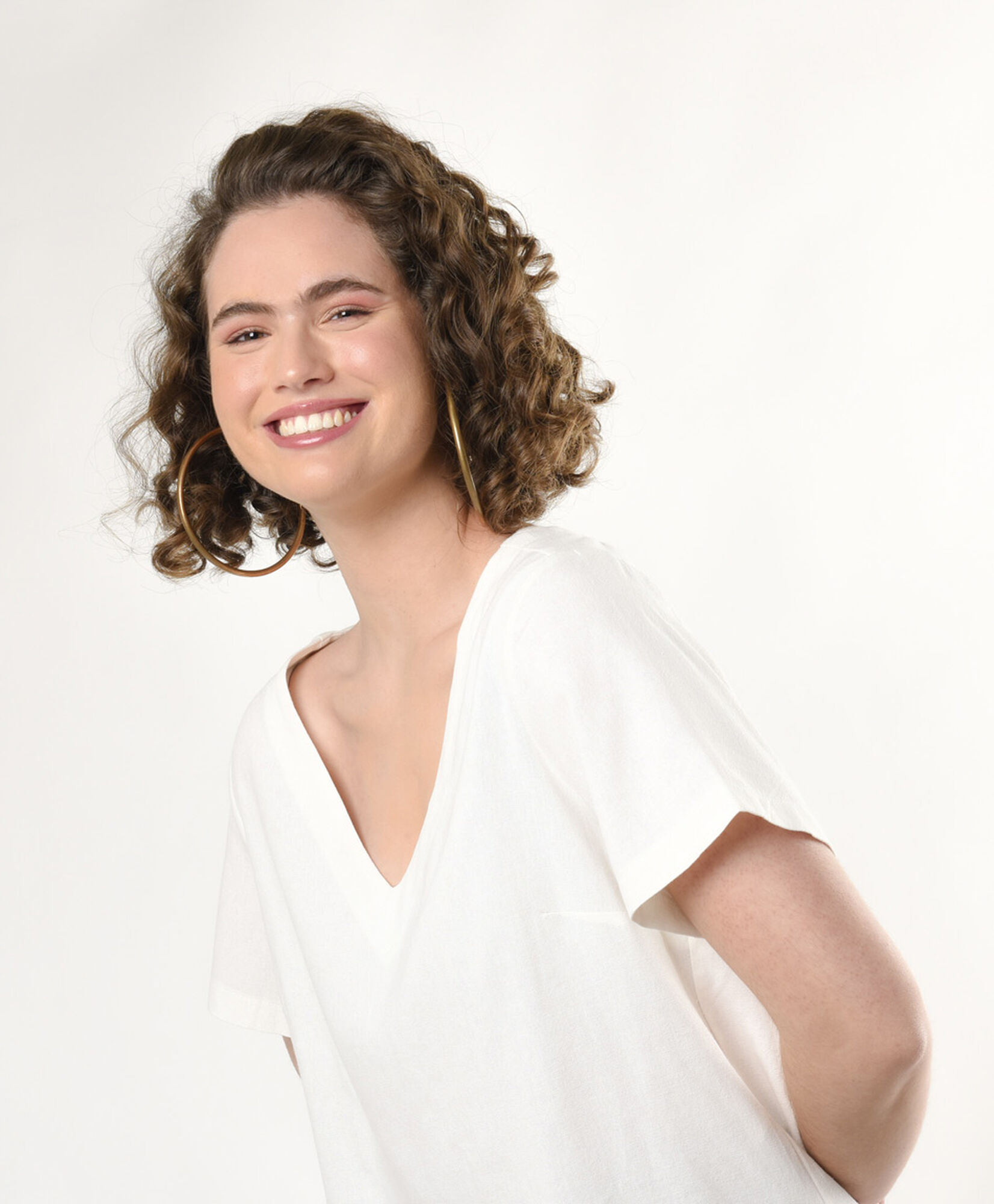 Blusa mujer cuello en v lino Blusa mujer cuello en v lino