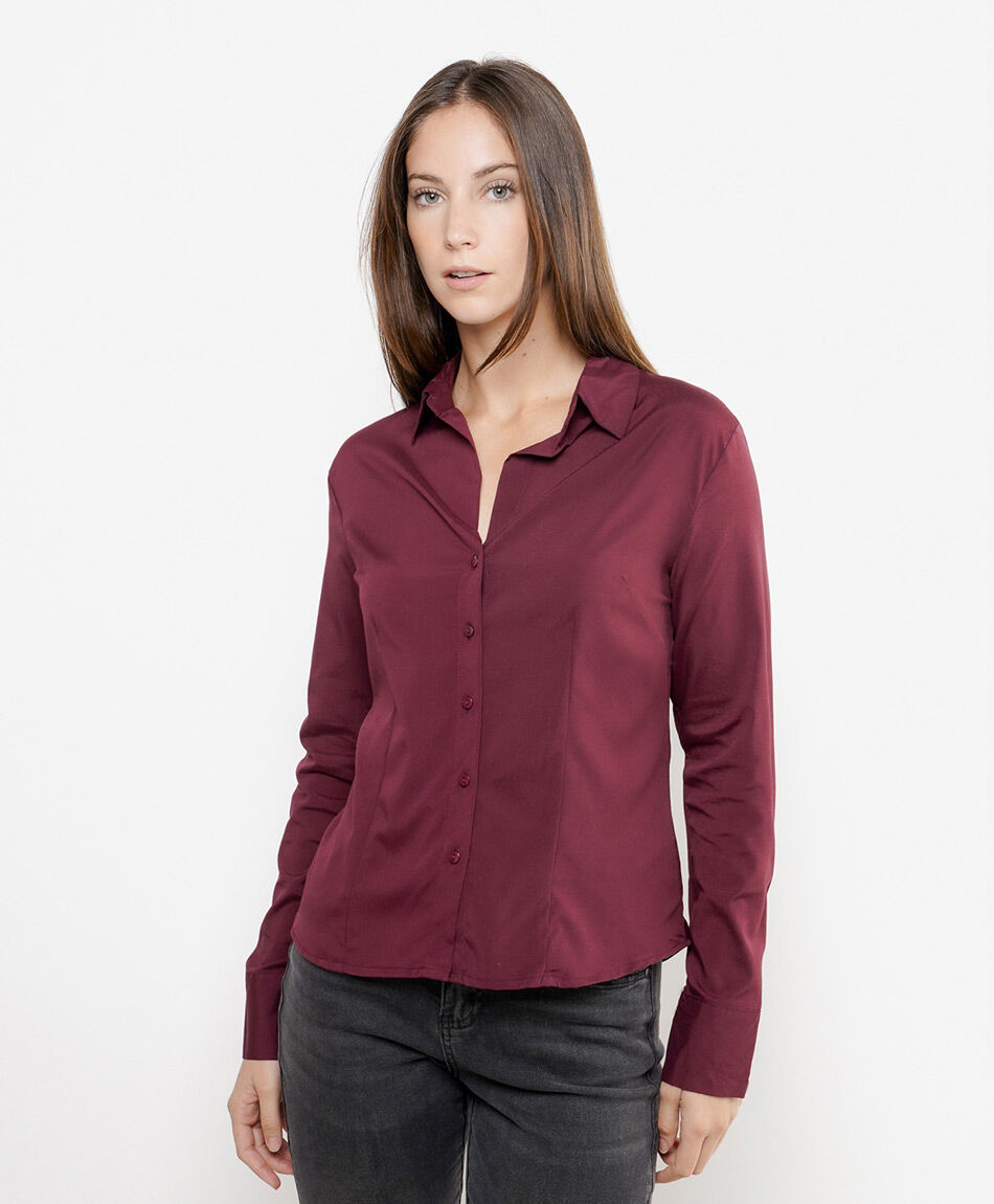 Blusa mujer entallada cranberry