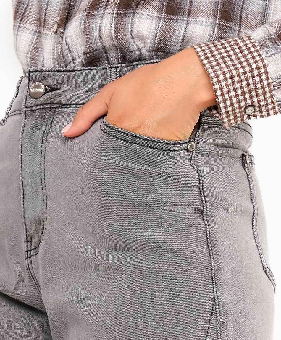 Jeans mujer wide leg tachas grey