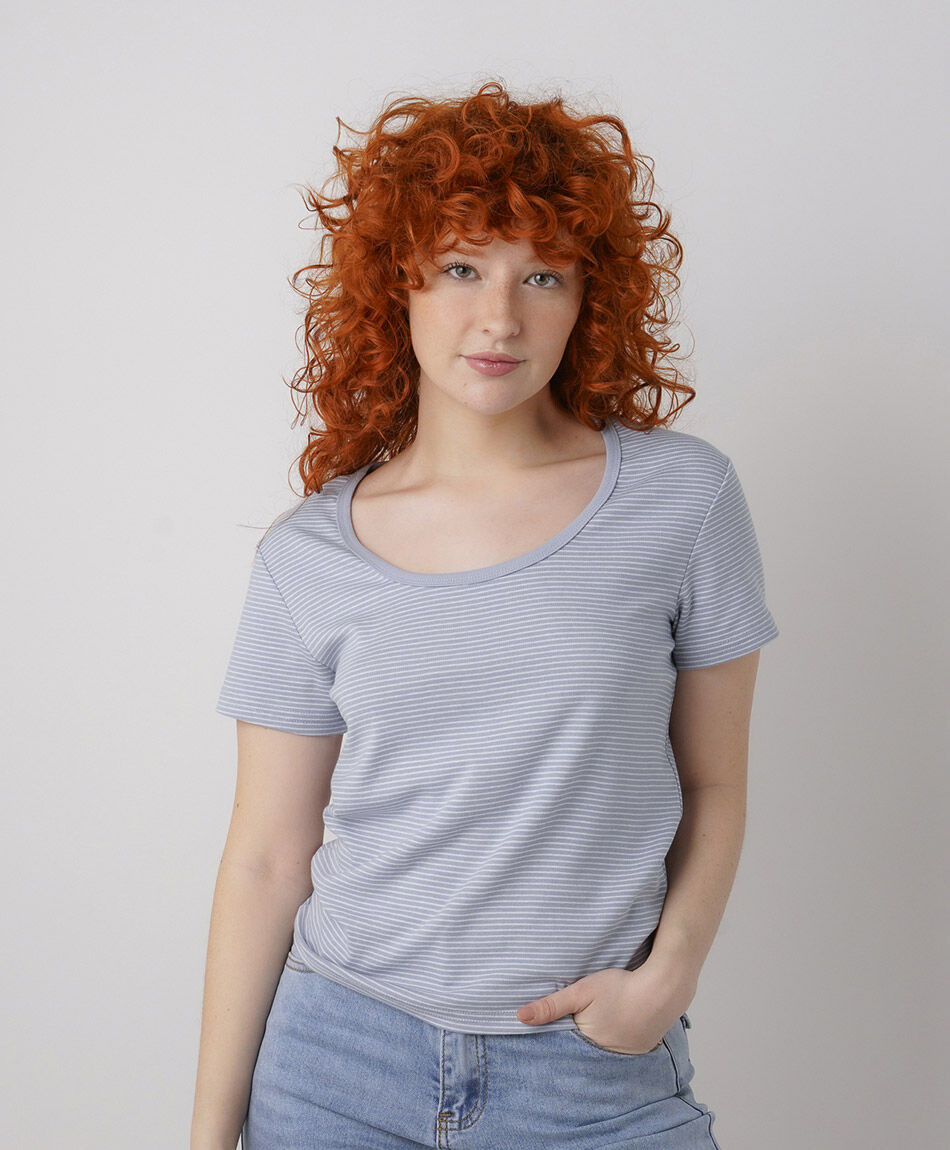 Polera mujer rayas contraste