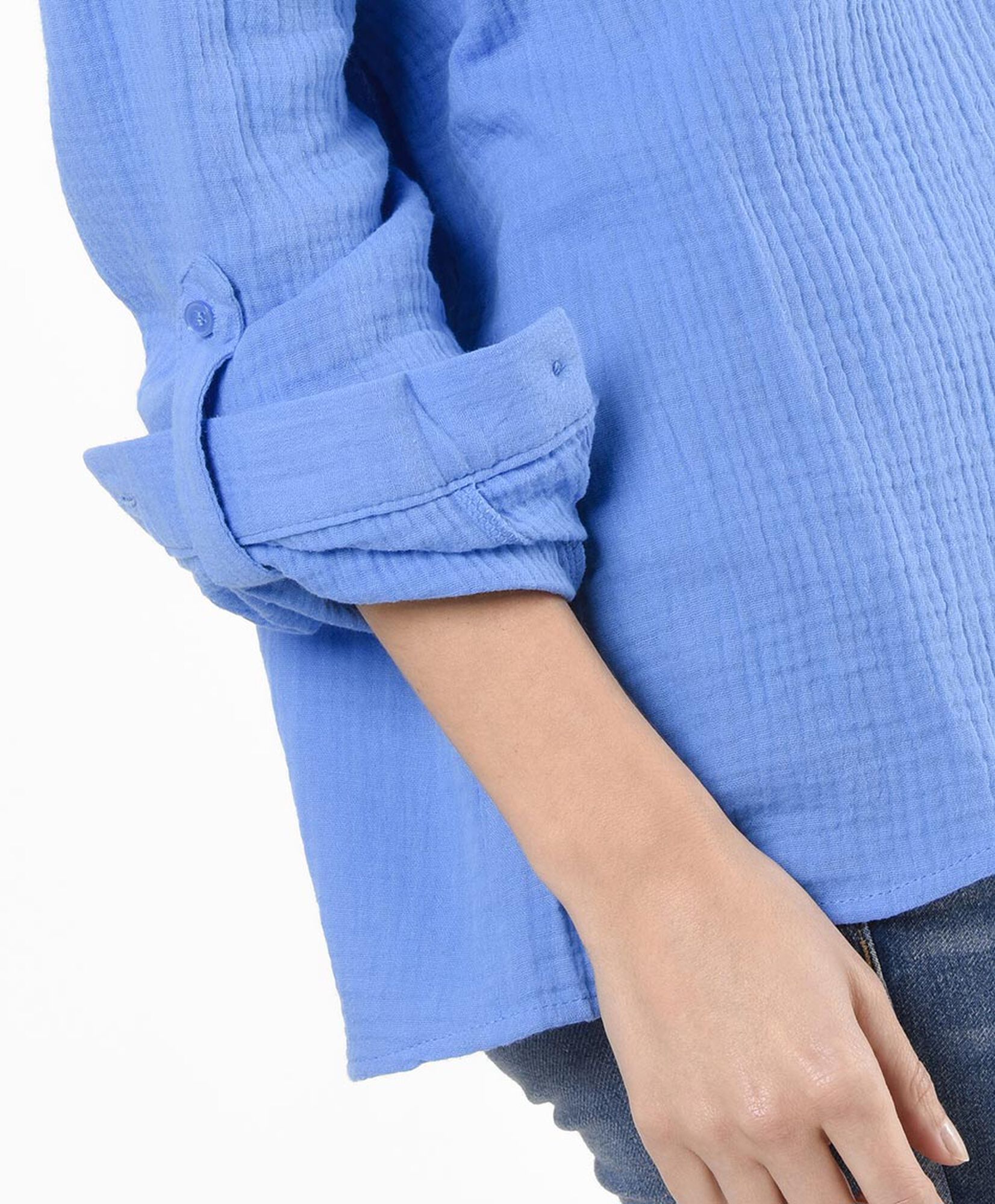 Blusa mujer texturizada azul Blusa mujer texturizada azul