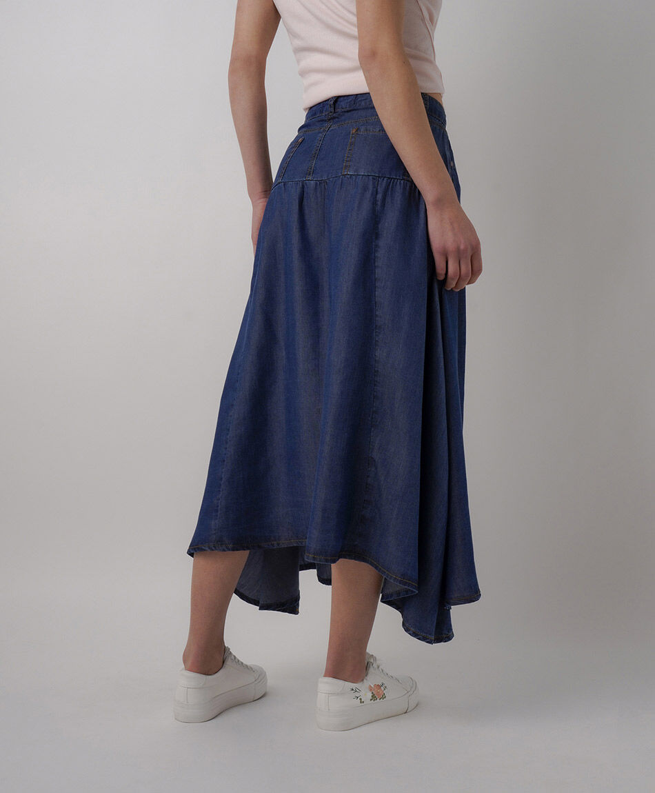 Falda mujer tencel bolsillos