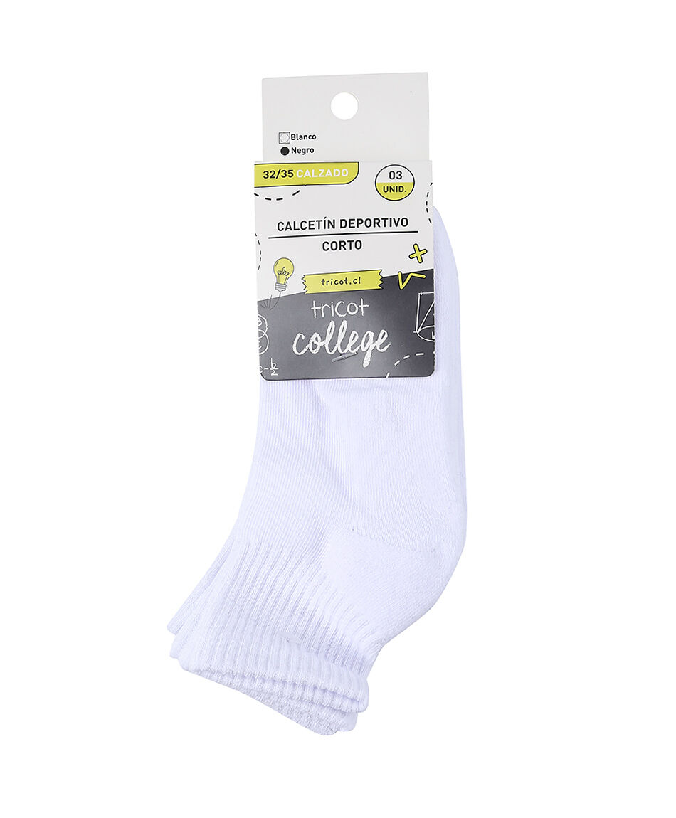 Pack 3 calcetines escolar blanco