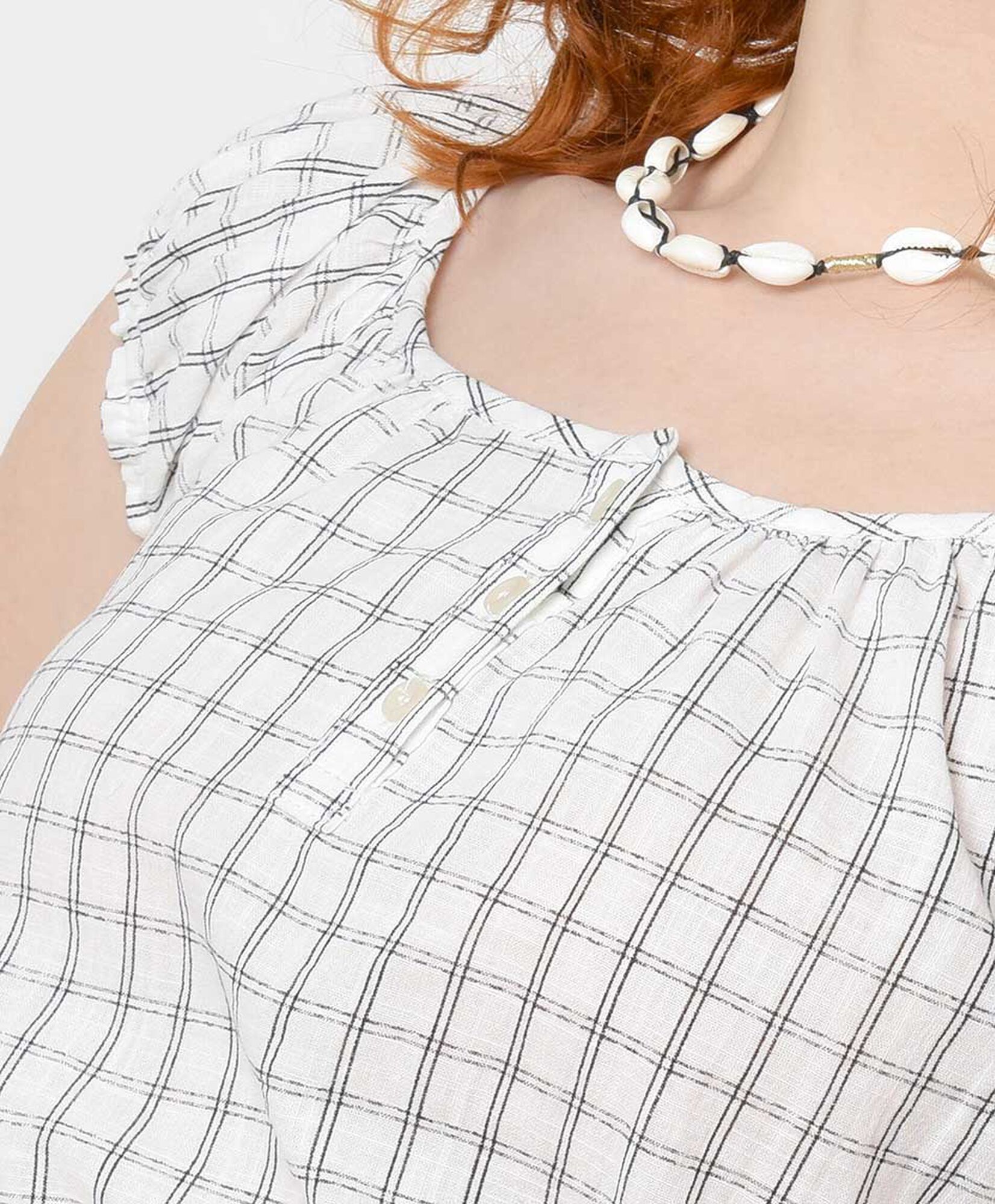 Blusa mujer cuadritos lazo Blusa mujer cuadritos lazo