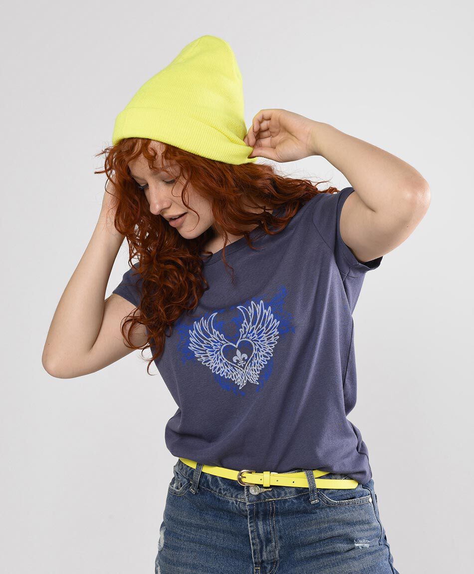 Polera mujer estampada manga corta