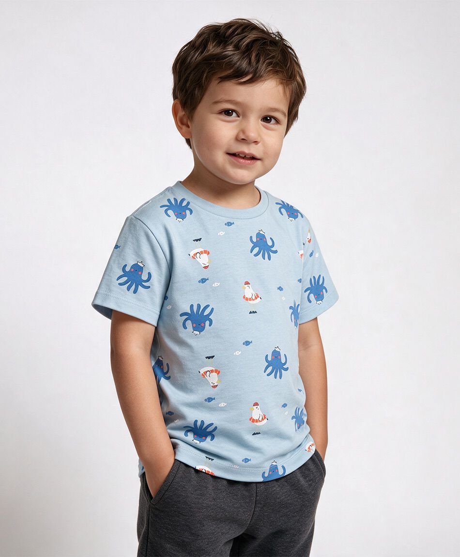 Polera beb&eacute; pulpos