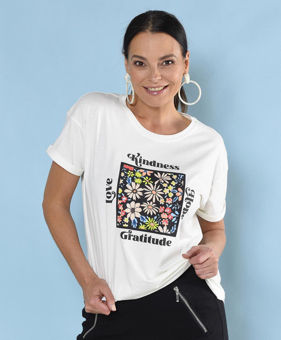 Polera oversize manga corta cuello redondo