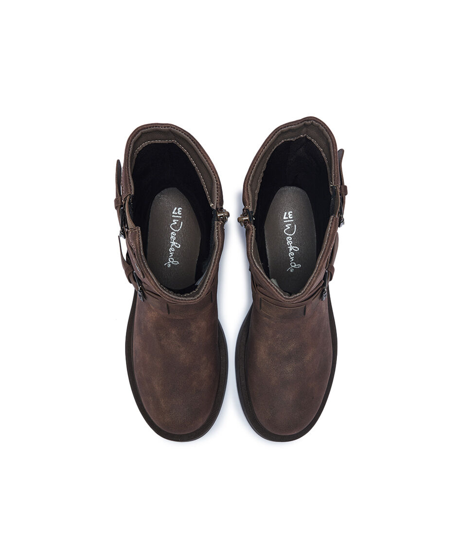 Bota mujer hebilla tostada