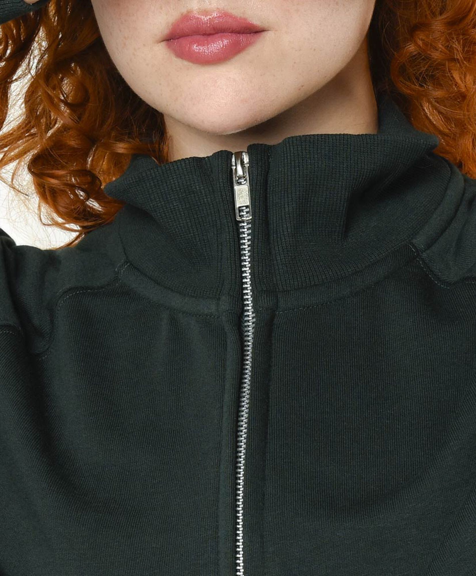 Polerón mujer medio cierre verde oscuro Polerón mujer medio cierre verde oscuro