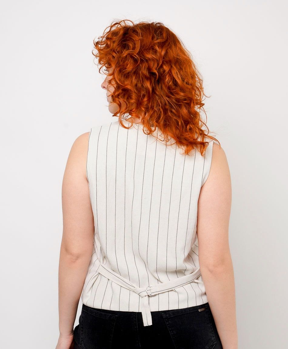 Vest mujer bolsillos rayas