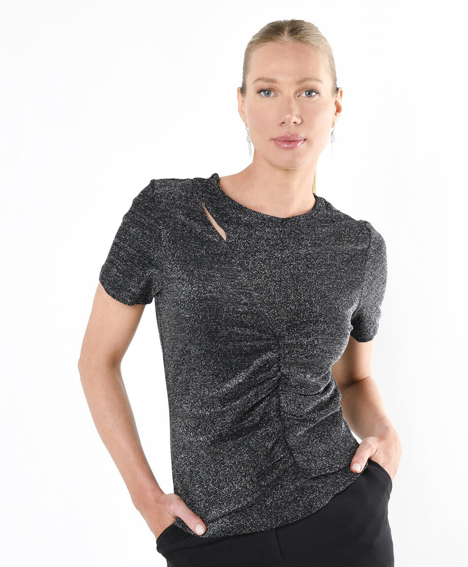 Polera mujer cut out brillante