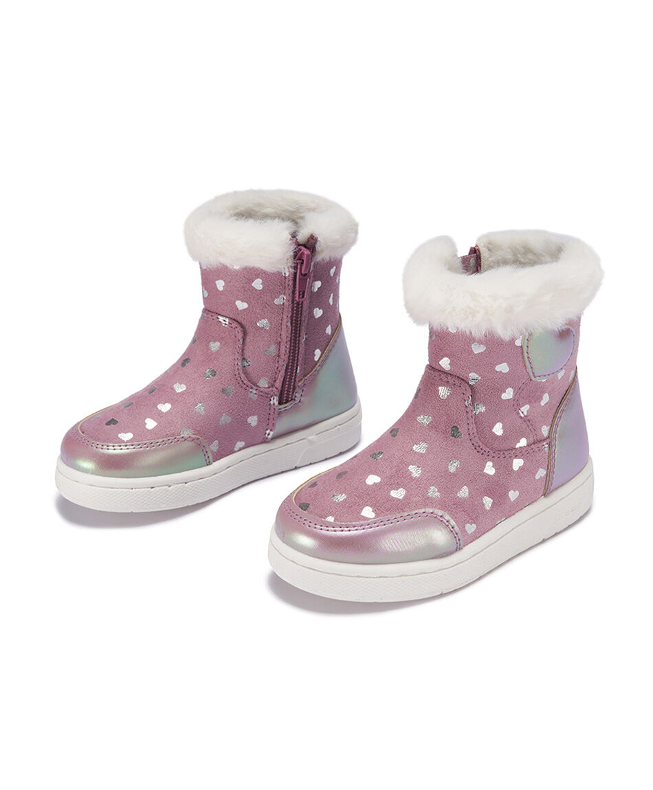 Bota infantil (22 a 27) forrada corazones