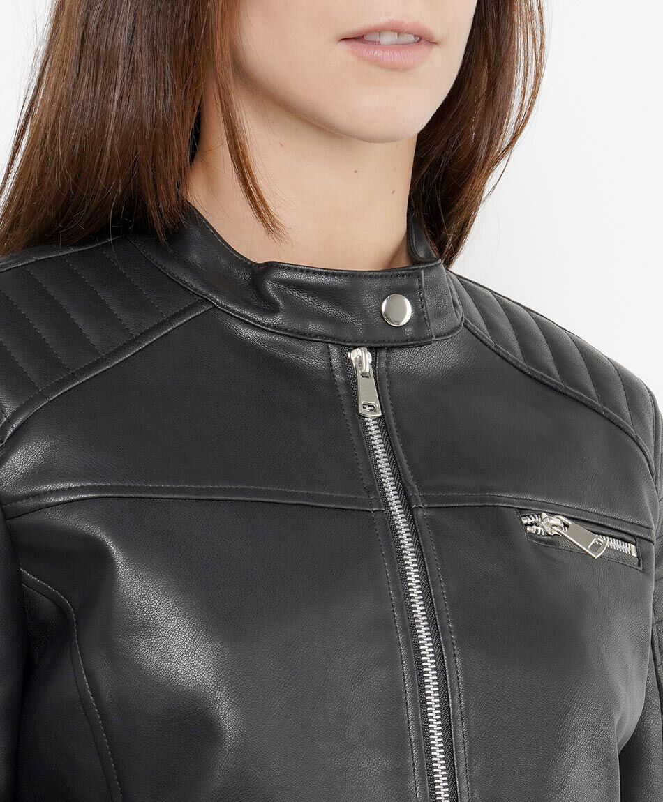 Chaqueta mujer biker eco-cuero negra