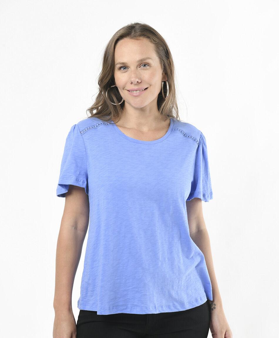 Polera mujer jaspeada encaje