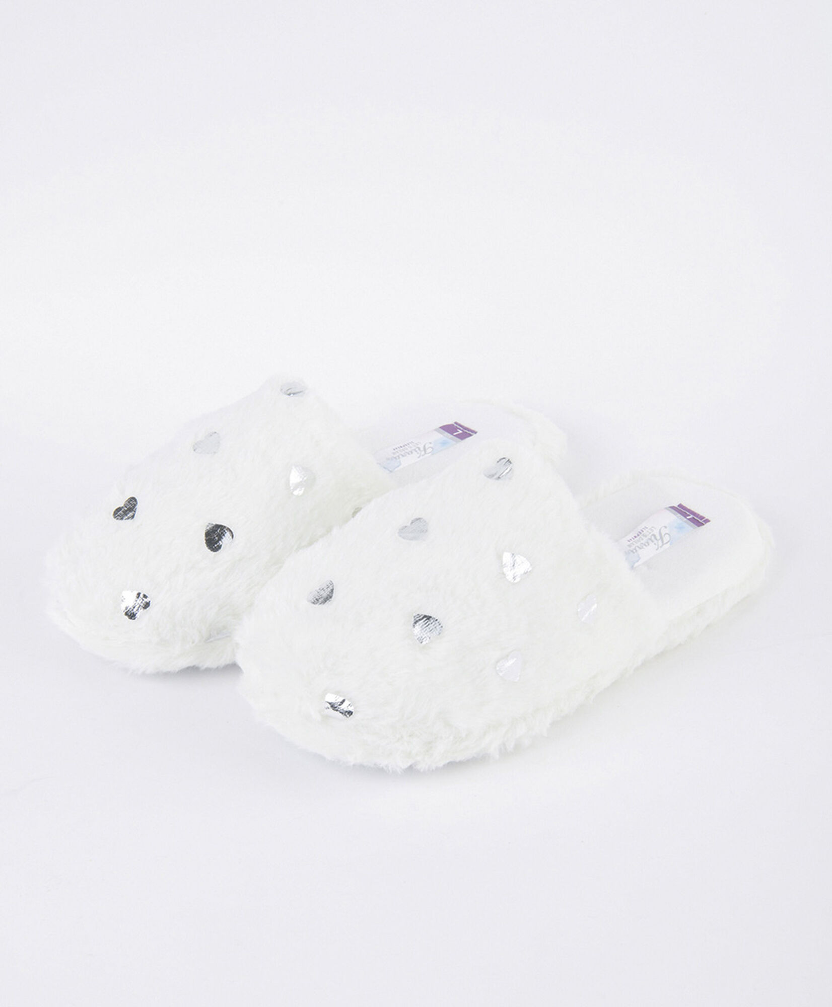 Pantufla mujer corazones brillantes blanca Pantufla mujer corazones brillantes blanca